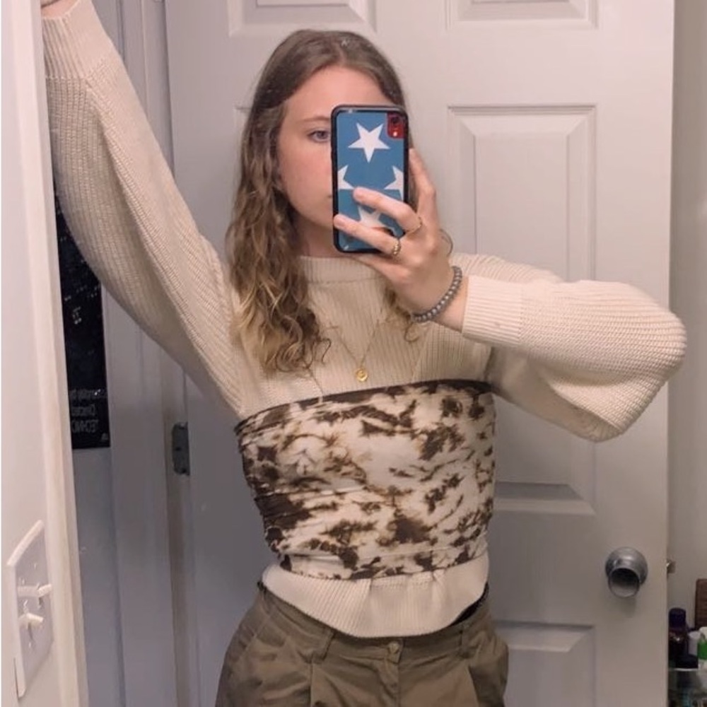 seamless brown tie dye tube top